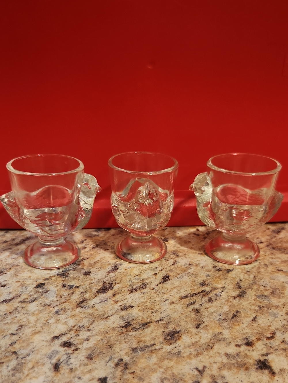 Arc France Luminarc Clear Glass Hen Shaped Egg Cups Set Of 3